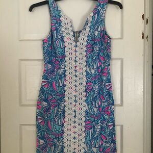 Lilly Pulitzer Blue and Pink shell Patterned Mini Dress - target sz 8